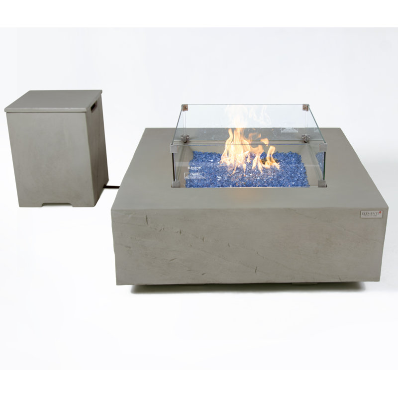 Foyer d'extérieur en grès 60 000 BTU Roraima / Capertree / Uluri 40 po - Comprend verre à feu, couvercle et couvercle en PVC