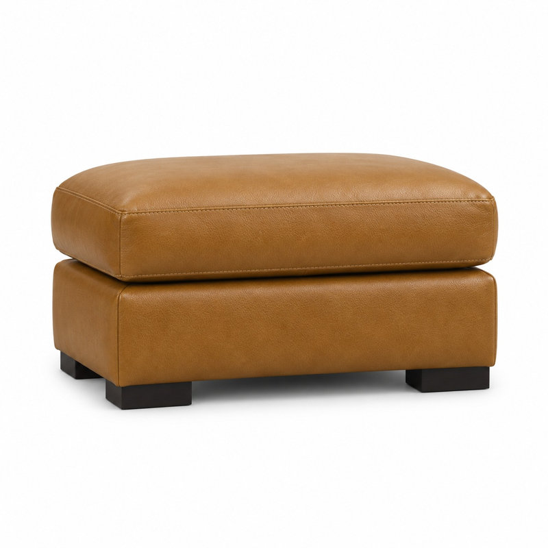 Citation Heirloom Quality Ottoman in Buttery Soft 100% Top Grain Leather, Made to Order, Mars Tan