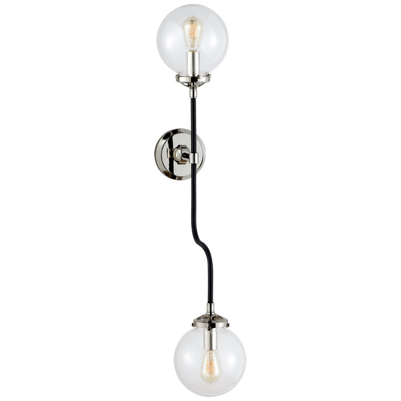 Ian K. Fowler Bistro Double Wall Sconce, Clear, Polished Nickel