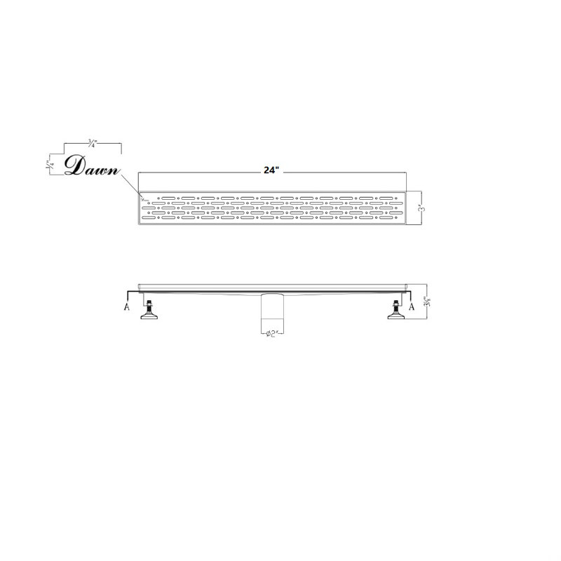 Rio Orinoco River Series 24 Inch Long Stainless Steel Linear Floor Shower Drain