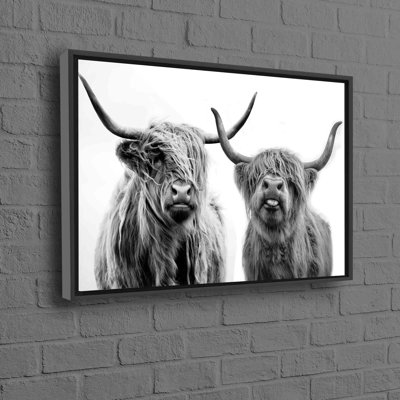 Modern Wall Decor Featuring 3D Trendy Artwork Of Farmhouse Highland Cow On Canvas Print - Ideal Gift For Him