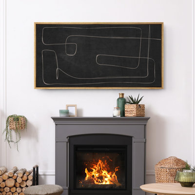 Geometric Line " Abstract Dark Gray Black Lines Minimalist Neutral Modern Art Relax Calm Warm Extra Large Pictures "