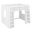 Lit mezzanine en bois avec armoires de rangement et tablettes-358501114