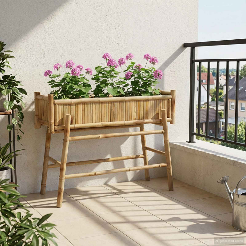  Jardinière de jardin avec support Naturel 39,37 po x 14,96 po x 29,13 po, H 29,13 po x l 39,37 po x P 14,96 po