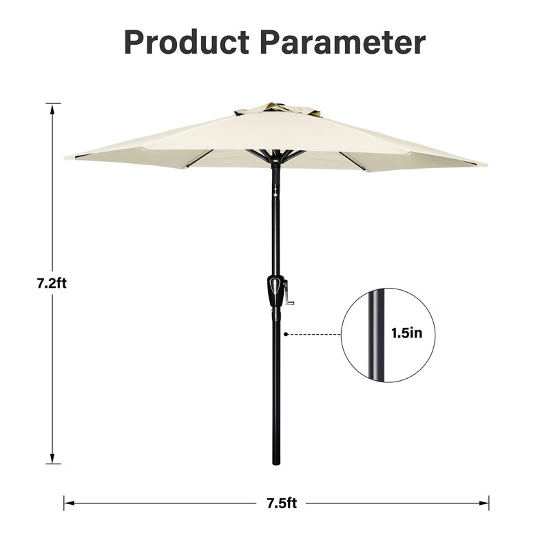 228.6cm Tilt Market Parasol