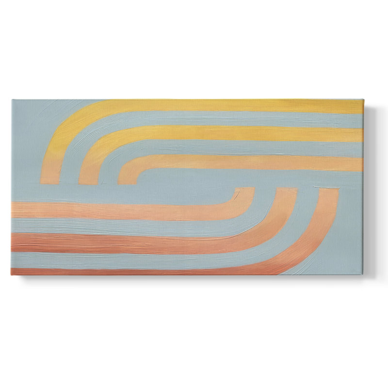 Woven Sea & Sun II - Toile tendue avec châssis tendue, prête à accrocher, H 25 po x l 49 po, Doré