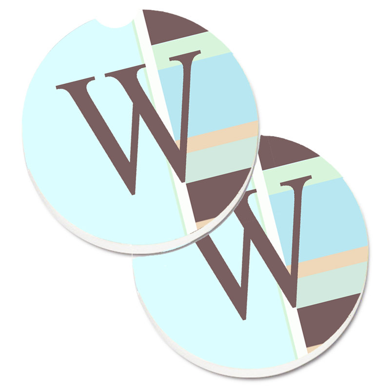 Sous-verre voiture monogramme initial, W, Mauve