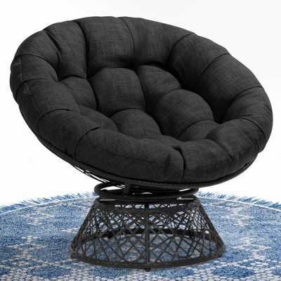 Fauteuil d'appoint pivotant avec coussin extra épais Ariyelle Papasan pour un confort ultime