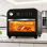 Combiné de four à friteuse 16QT, four à convection, préchauffage et cuisson rapides, convient à la pizza de 9 pouces, affichage numérique et contrôle précis de la température, acier inoxydable, facile à nettoyer.