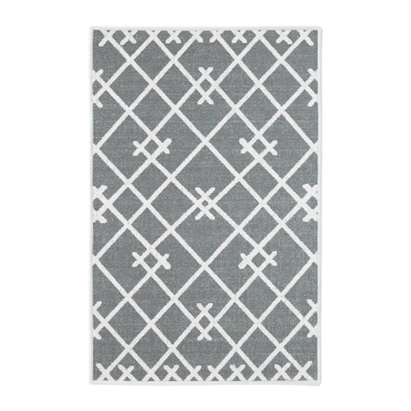 Tapis gris / blanc en coton marocain, Rectangle 2 pi x 4 pi