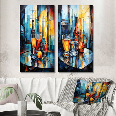Intoxicated Alcohol Glass Reflections - Liquor Wall Decor Set Of 2