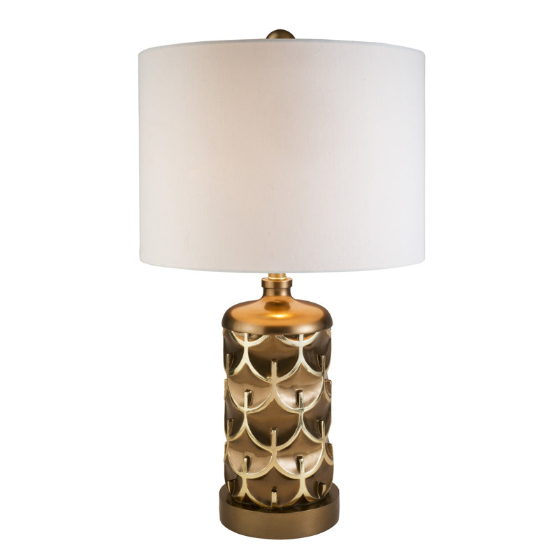 Magestic Brown and Gold Geo Table Lamp, 27" H x 16" W x 16" D 
