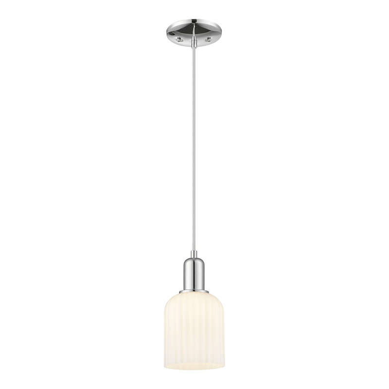 Downtown Urban - Voile de mariée - Mini-luminaire suspendu 1 tige, H 9,63 po x l 5 po x P 5 po, Blanc brillant, Chrome poli