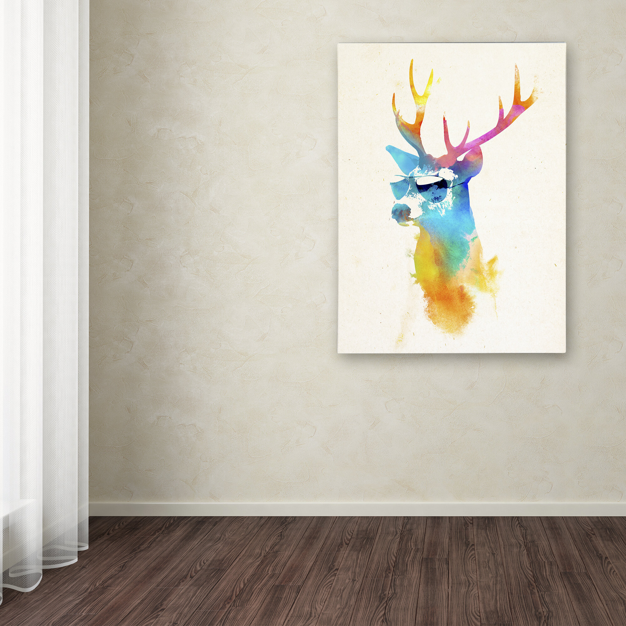 Sunny Stag On Canvas by Robert Farkas Print