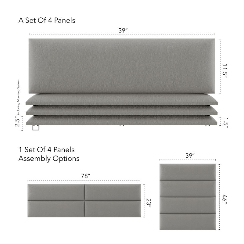 Upholstered Headboard, Large, Zigrino Mineral