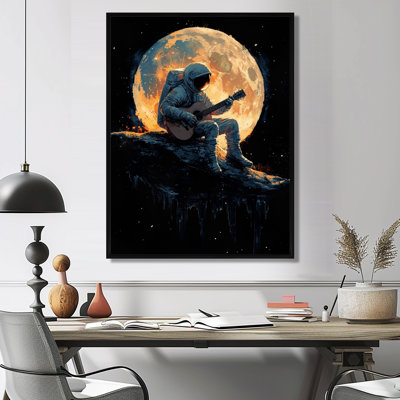 «Lakey Appolo Astronault jouer de la guitare sur la lune - art mural espace