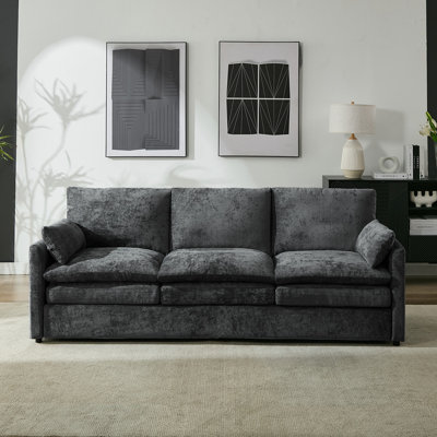 Canapé profond à assise rembourrée en chenille de 83,5 po de large