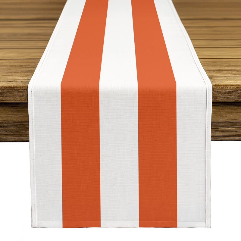 Orange Striped Table Runner 72" x 12", 72" L x 12" W, Orange