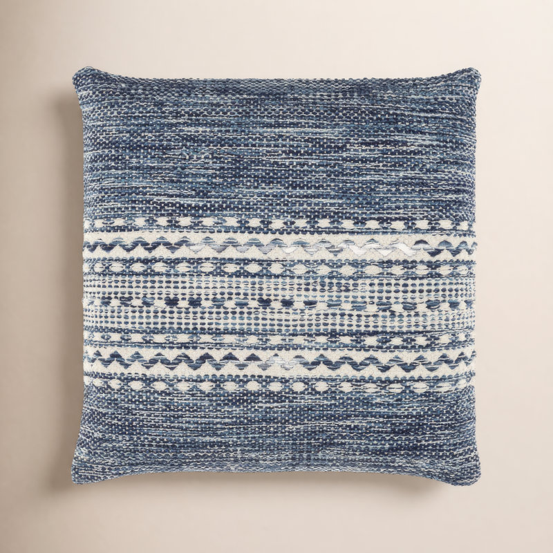 Julian Geometric Cotton Throw Pillow, Navy, Polyester/Polyfill, 20" x 20"