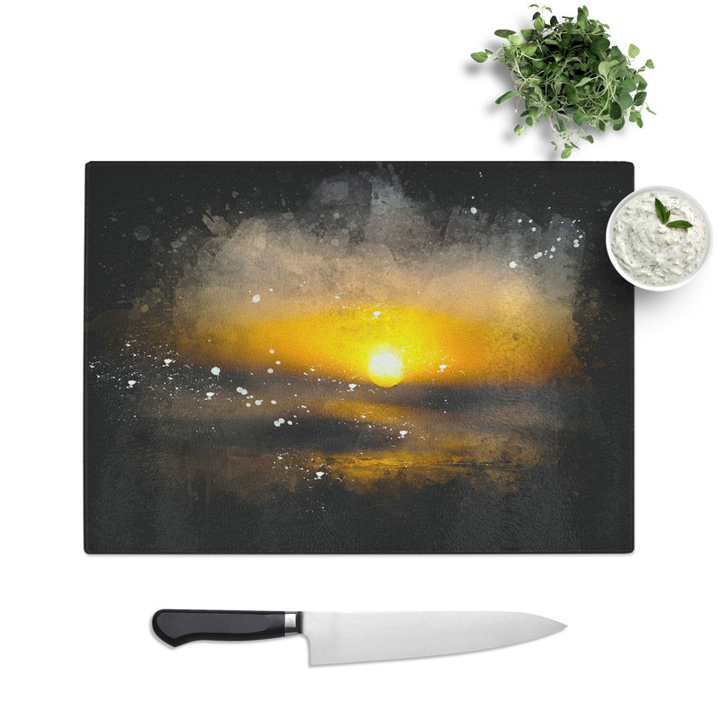 Tempered Glass Sunset in Honolulu Hawaii Chopping Board, 20 cm x 28.5 cm