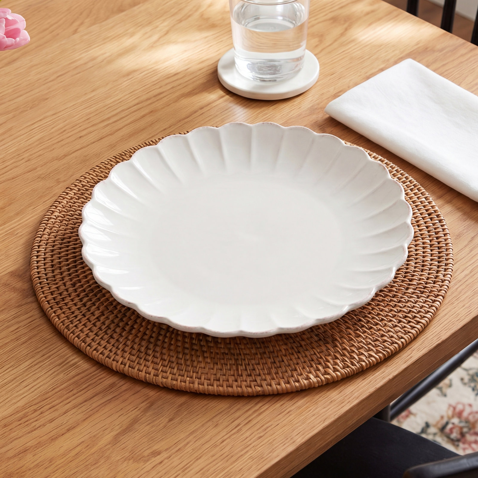French Perle Scallop White Platter