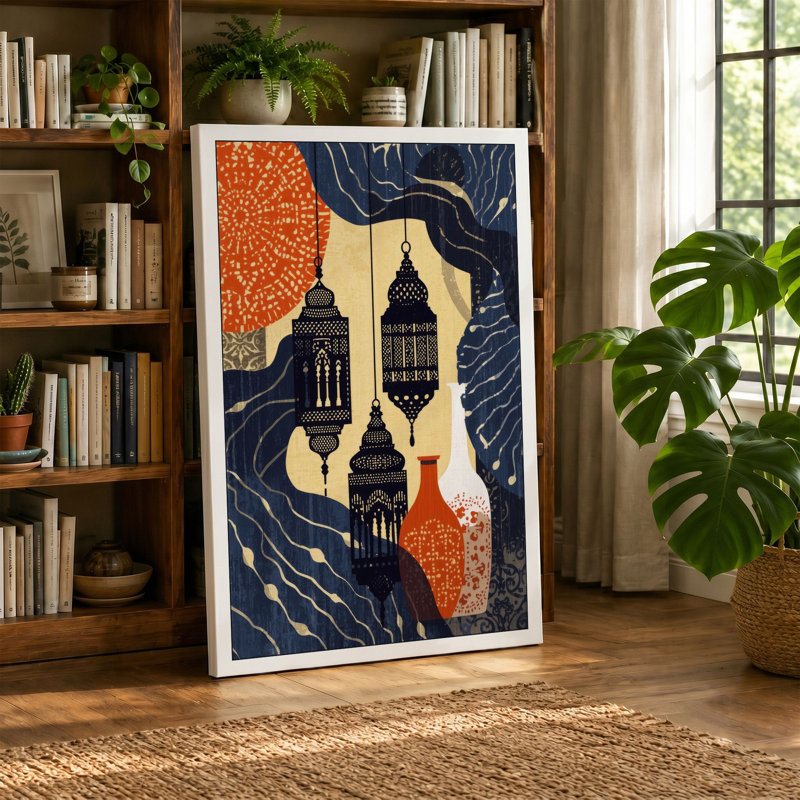 Lanterns at Twilight Art Deco - Wrapped Canvas, 18x12 - 45.7 x 30.5 cm, Cream Border