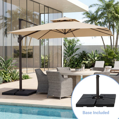 11 x 11 Ft Square Patio Cantilever Umbrella with Weighted Base
