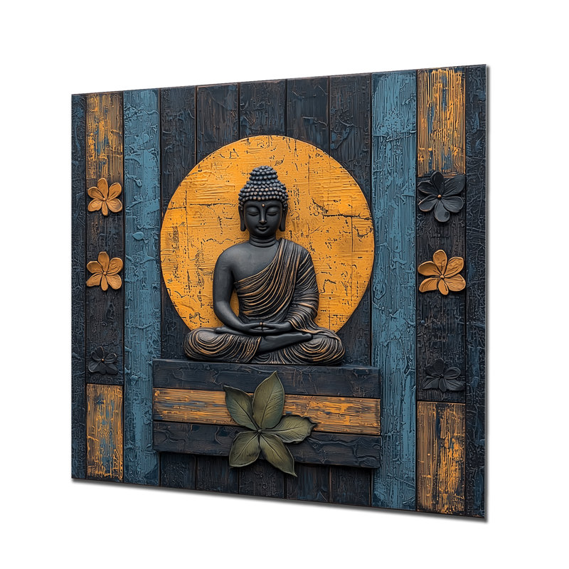 Bouddha mystique, tradition du bouddhisme - Art mural en métal spirituel, H 29 po x l 29 po x P 0,84 po