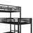 L-Shaped Black Metal Triple Twin Bunk Bed With Space Function And Desk, Suitable For Dormitory Guardrails Storage Function, Quick Assembly In Small Space