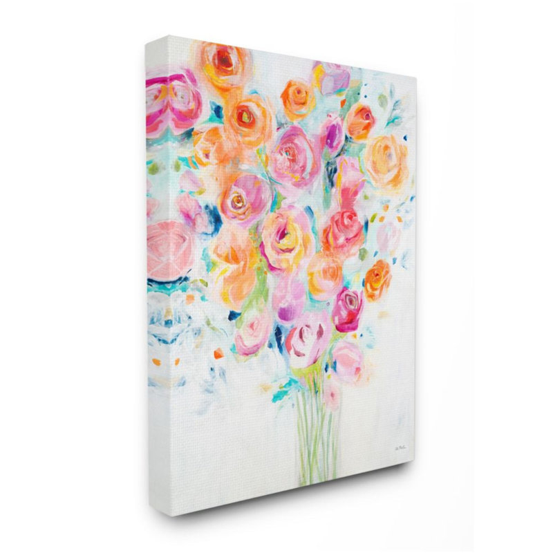 Festive Spring Florals Organic Curved Petals - Print, 20" H x 16" W x 1.5" D, Wrapped Canvas