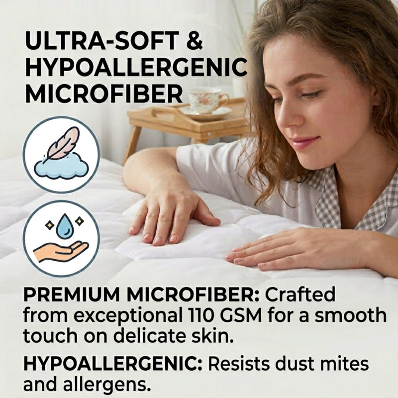 Quilted Microfibre 110GSM Hexagonal Stitch Mattress Protector Case Pack, Kingsize (5')