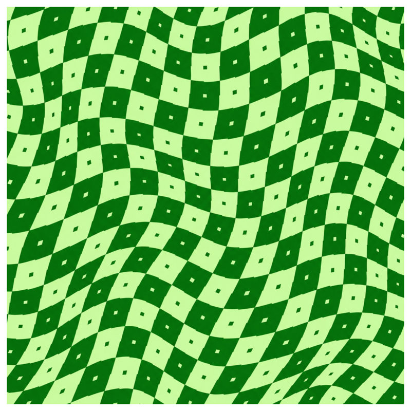 Green Wavy Checkered Quilted Bedspread All Sizes, Full / Double
