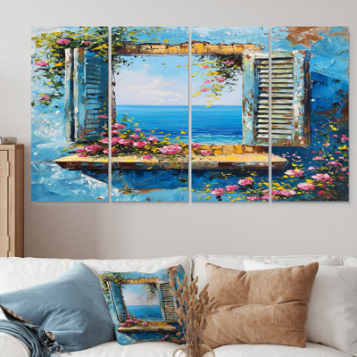 Rueda - Coastal Windows Wall Art For Living Room 4 Piece