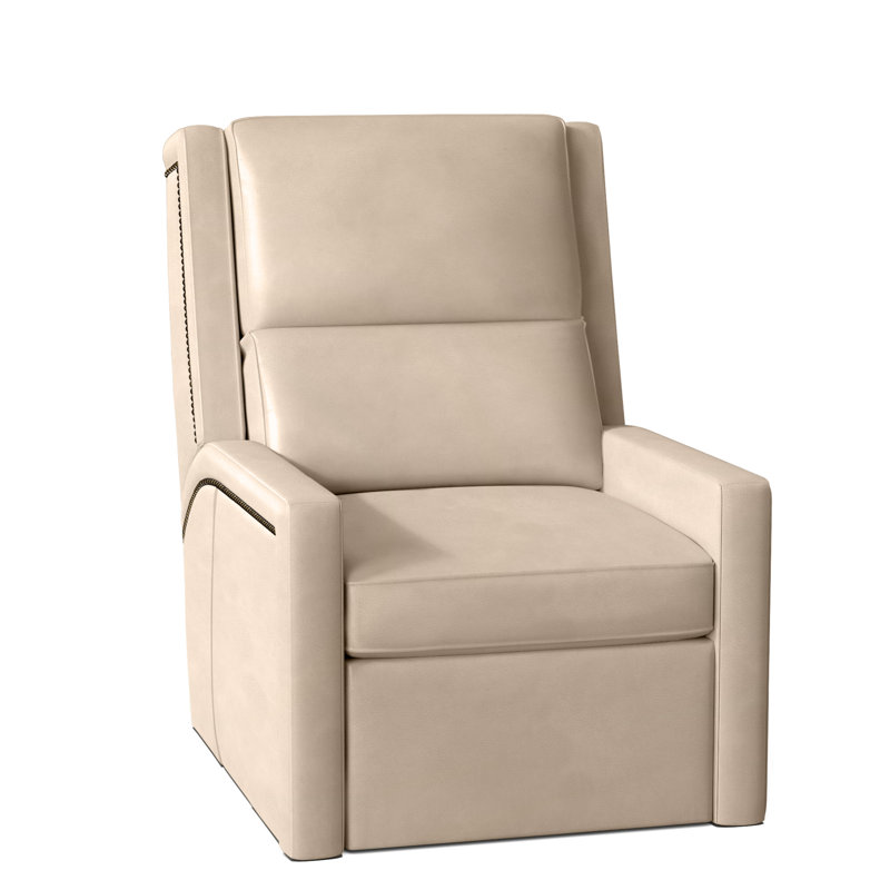 Norman Recliner, Aline Light Gray Stonewash Genuine Leather, #9 Antique, Push Back