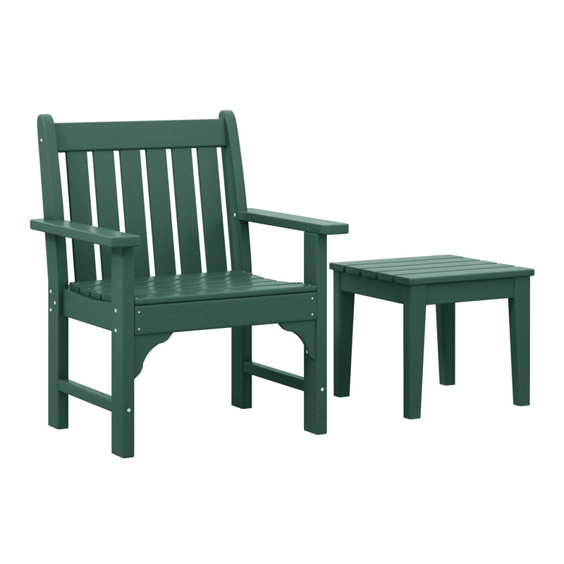Brierley Poly Garden Arm Chair With Side Table, Green