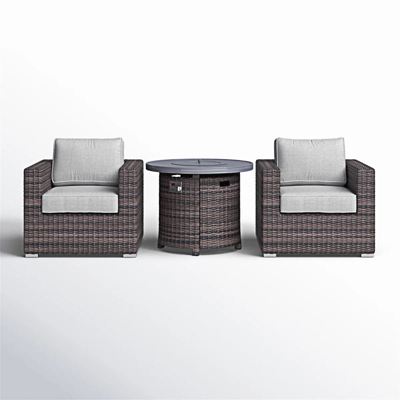 Ensemble modulaire de canapé de patio en rotin 3 pièces avec coussins