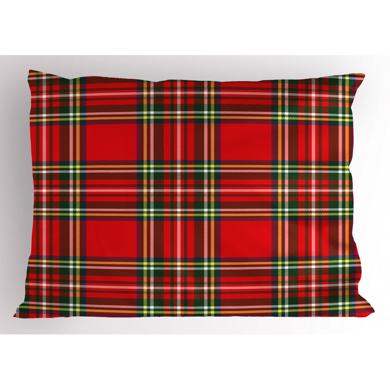Polyester Plaid Sham Set, Red/Green, King