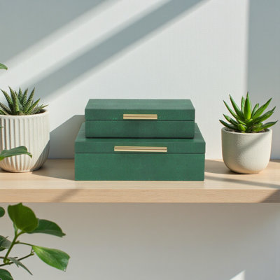 Rebeka 2 Piece Faux Leather Decorative Box Set