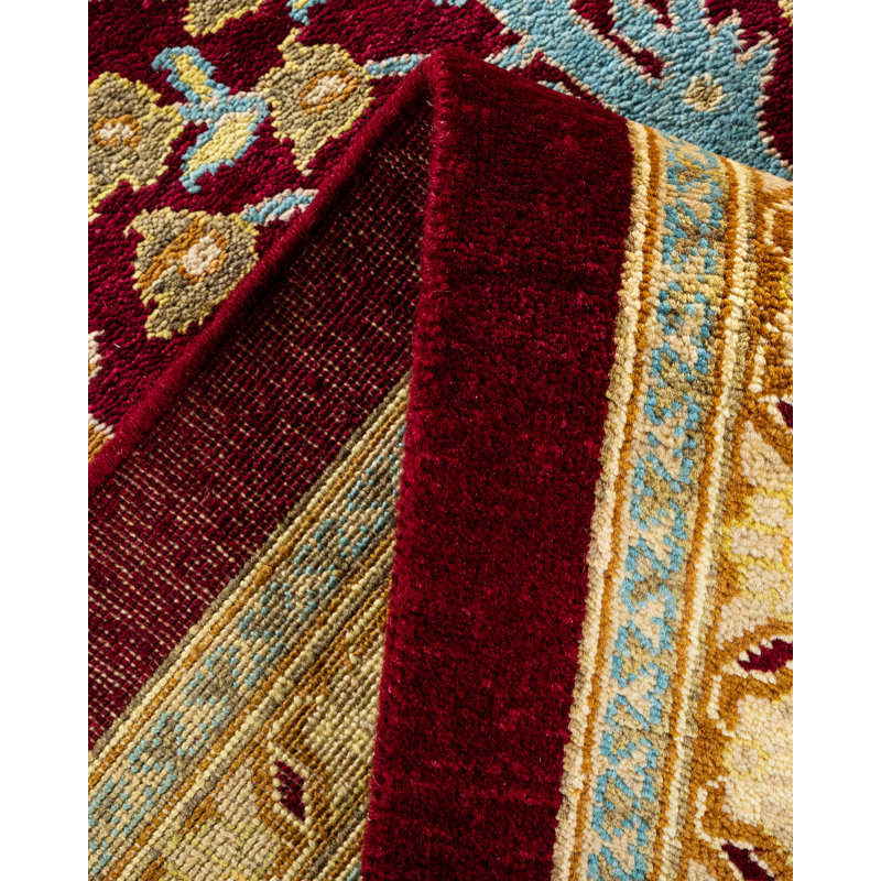 Tapis unique en laine noué à la main 9 pi 1 po x 11 pi 10 po Ruban