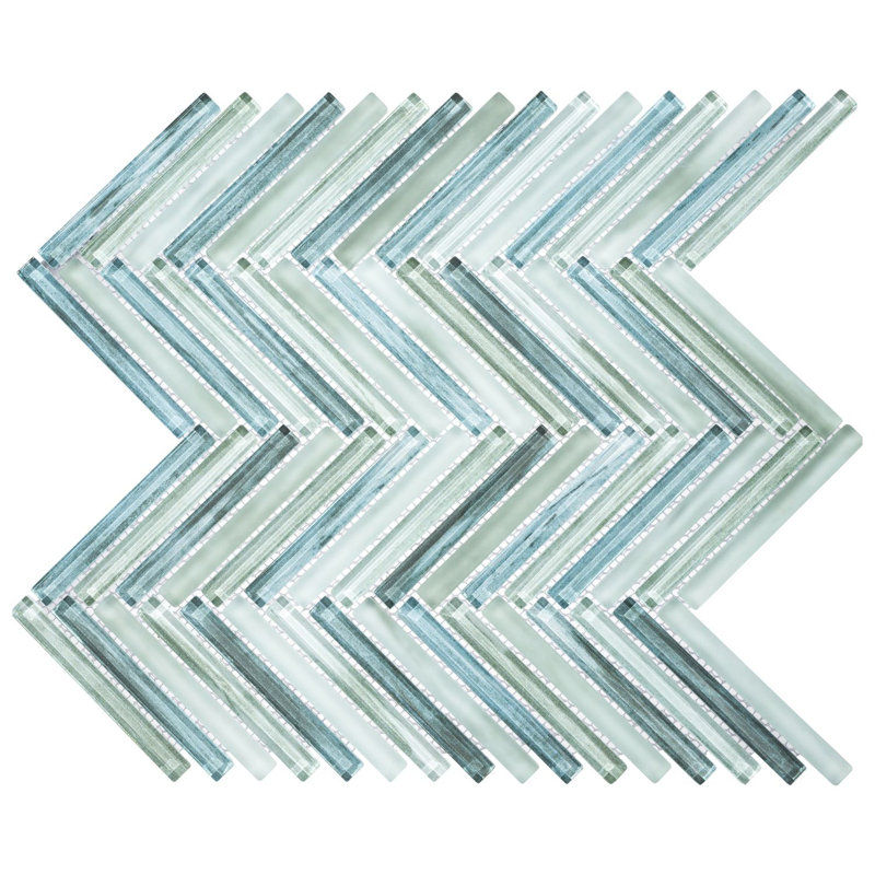 Moln 0,5 po x 4 po Carreau de mosaïque en verre à chevrons pour mur et plancher, Trina
