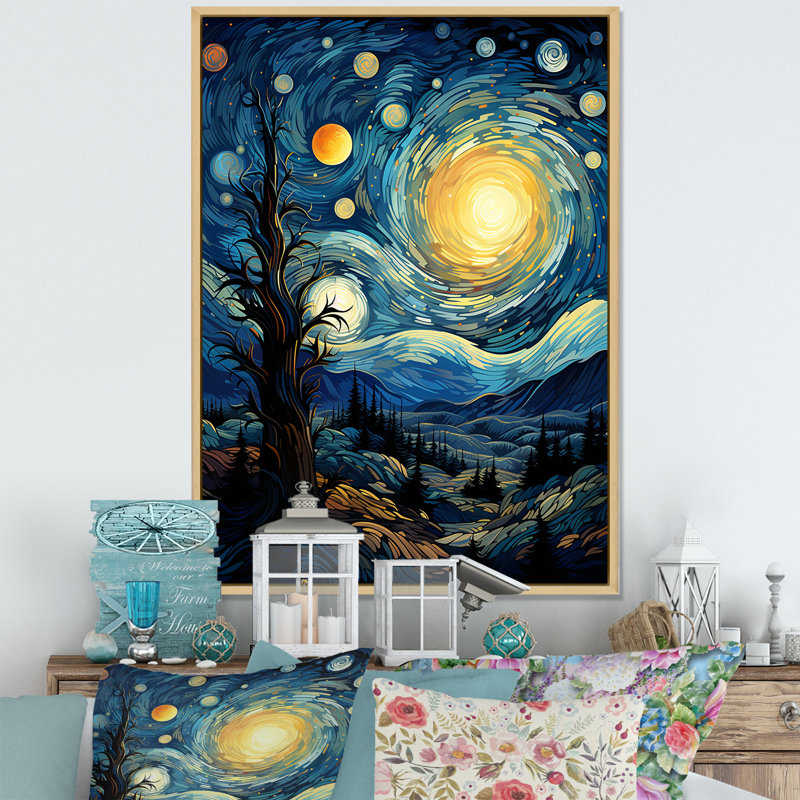 «Chisnell The Starry Night Over The Rhone III», reproduction sur toile, Cadre naturel flottant, H 32 po x l 24 po x P 1 po