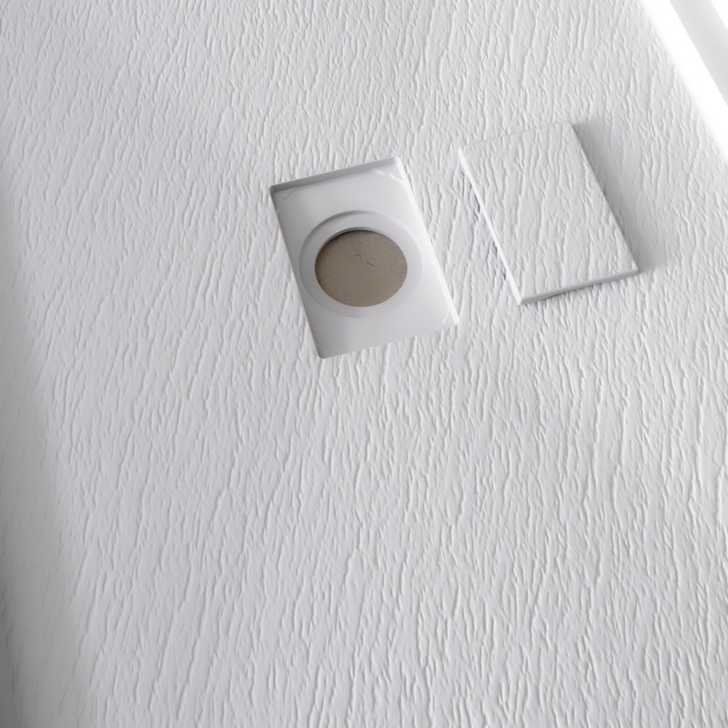 48 in. L x 36 in. Solid Surface Single Threshold Shower Base, Anti-slip SMC Shower Pan, Center Drain, Center