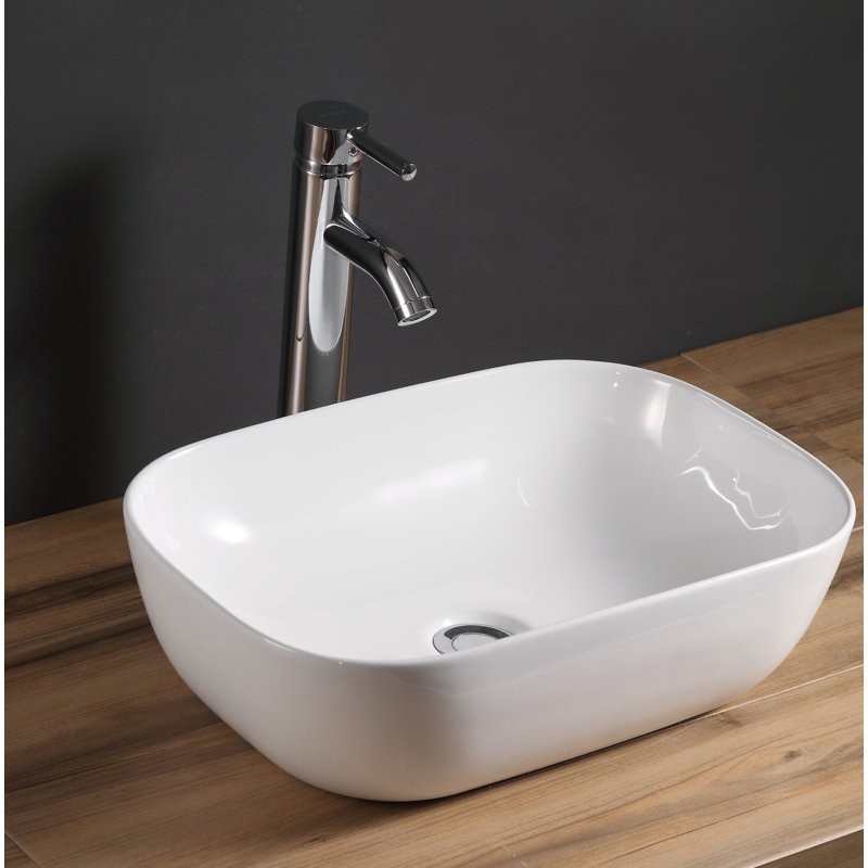 Lavabo de salle de bain rectangulaire en céramique