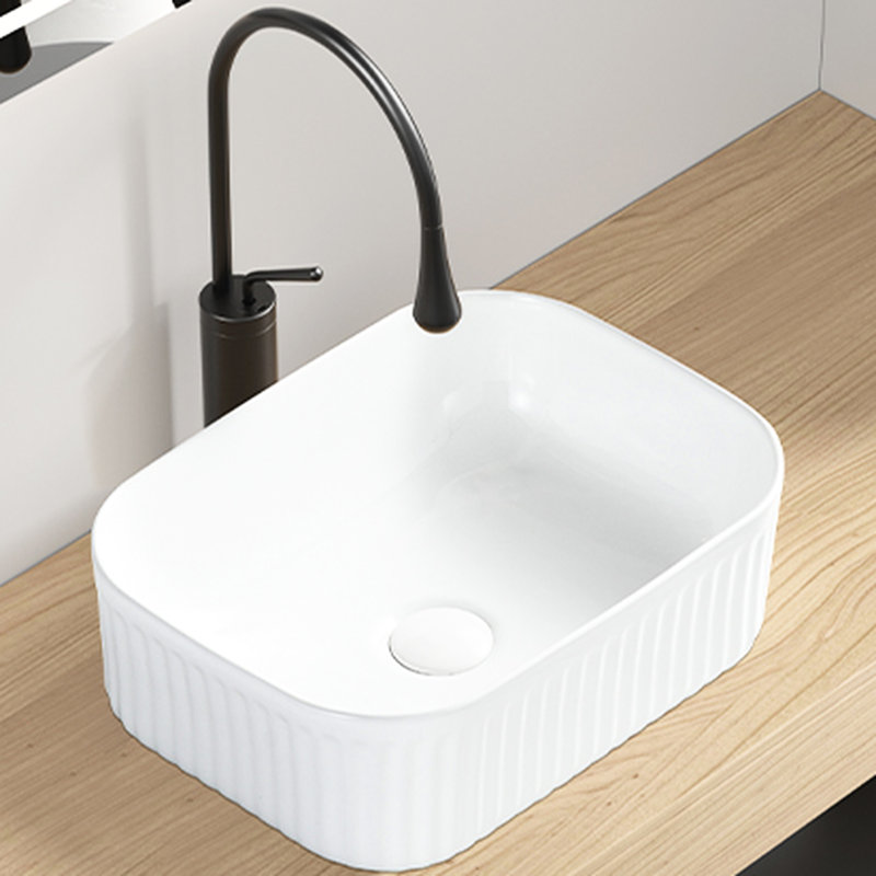 Lavabo de salle de bain rectangulaire en céramique blanc laiteux au comptoir avec finition mate, idéal pour un usage familial, pour les taches, surface solide facile à nettoyer, profondeur de 15,94 po, largeur de 11,53 po, hauteur de 5,54 po, poids de 17,13 lb