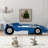 Blue Twin Race Car Platform Bed With Wheels - Structure For Long-Term Use Functional Design-690211004