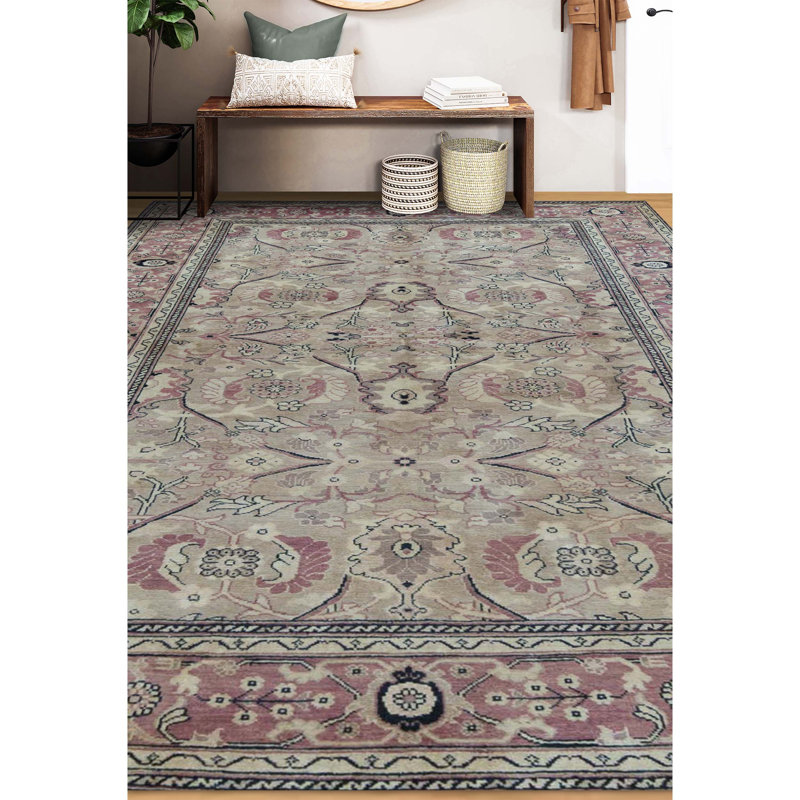 Hand-Knotted High-Quality Red and Brown Area Rug