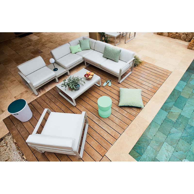 Bellevie Outdoor Side Table, 14" H x 41" L x 30" W, Cotton