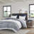 3 Piece Cotton Comforter Set With Chenille Tufting Navy King/Cal King-119418692-119418691