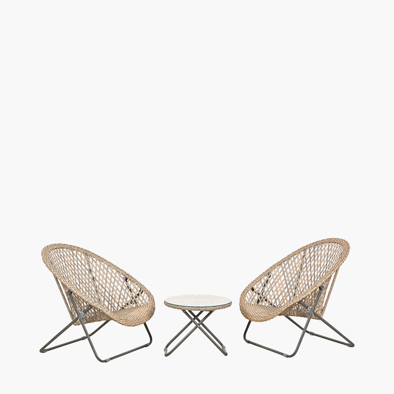 Gella Wicker 2 - Person Garden Lounge Set, Grey