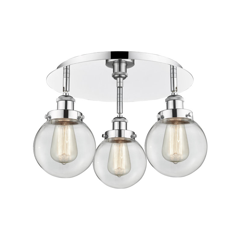Alphonsa Glass Flush Mount, Clear, Polished Chrome